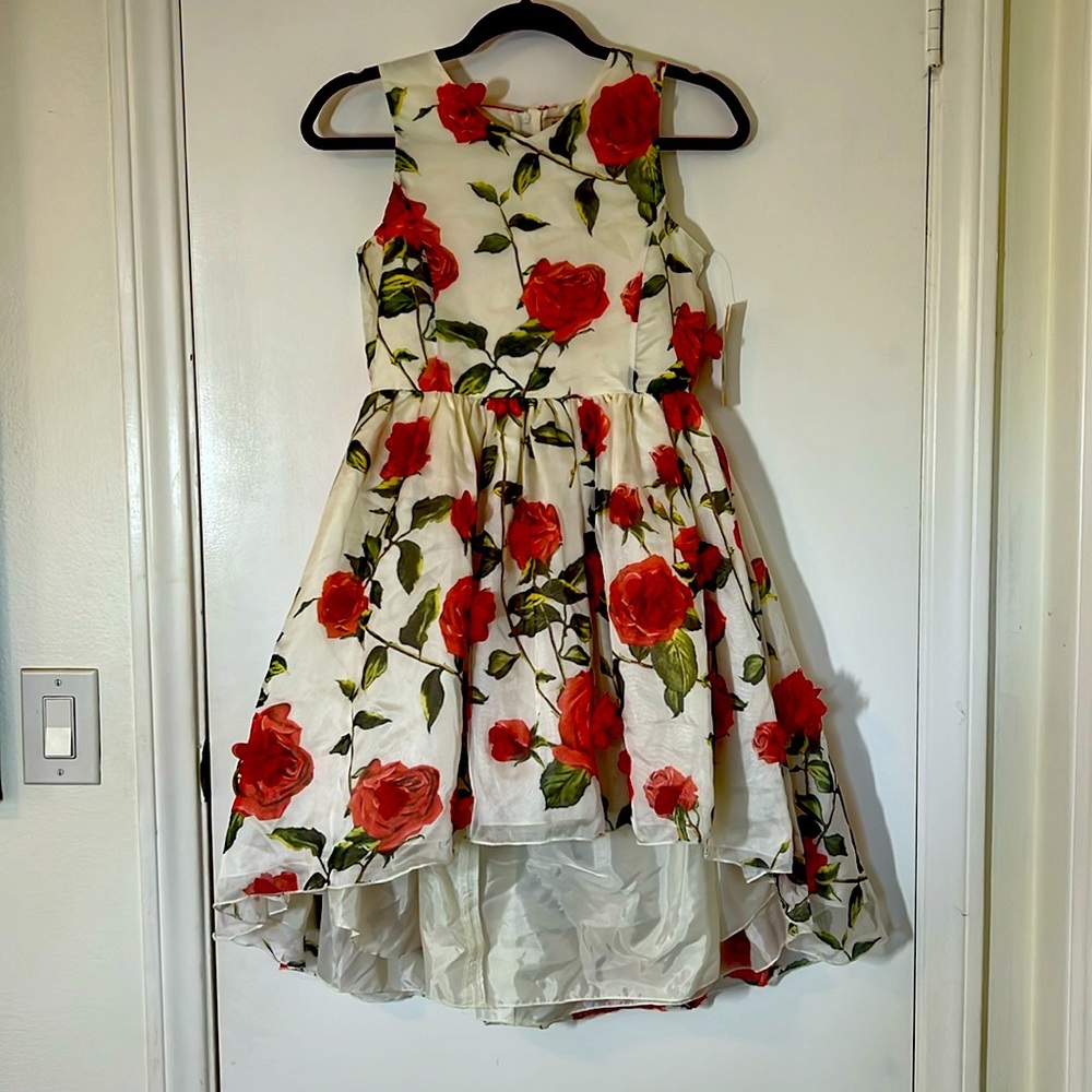 Nanette Lepore Girls Red and White Rose Dress